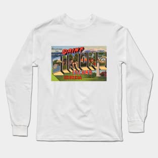 Greetings from Saint Simons Island, Georgia - Vintage Large Letter Postcard Long Sleeve T-Shirt